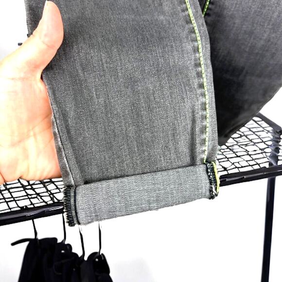 Marc Cain Women’s 2 Gray Skinny Ankle Jeans Green Stitch Roll Cuff Denim - Picture 8 of 8